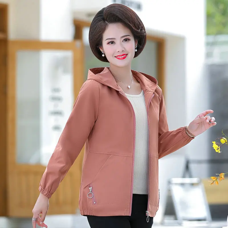 Autumn Women Casual Hooded Jackets Green Pink Wine Red Hood Coat Female Plain Colour Zipper Front Outerwear Woman Clothes Spring