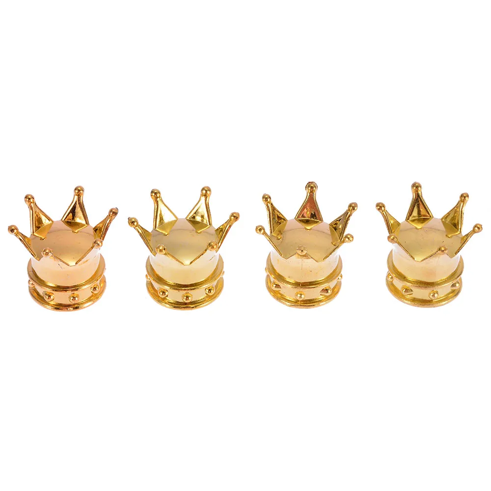 New Arrival 4pcs Aluminum Car Wheel Tyre Tire Air Valve Stem Cap Dust Cover Gold Crown Design For Auto Tire Decoration