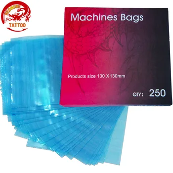 

250 PCS / box Safety Disposable Hygiene Plastic Clear Blue Tattoo Machine Cover Bags Supply Microblading tattoo