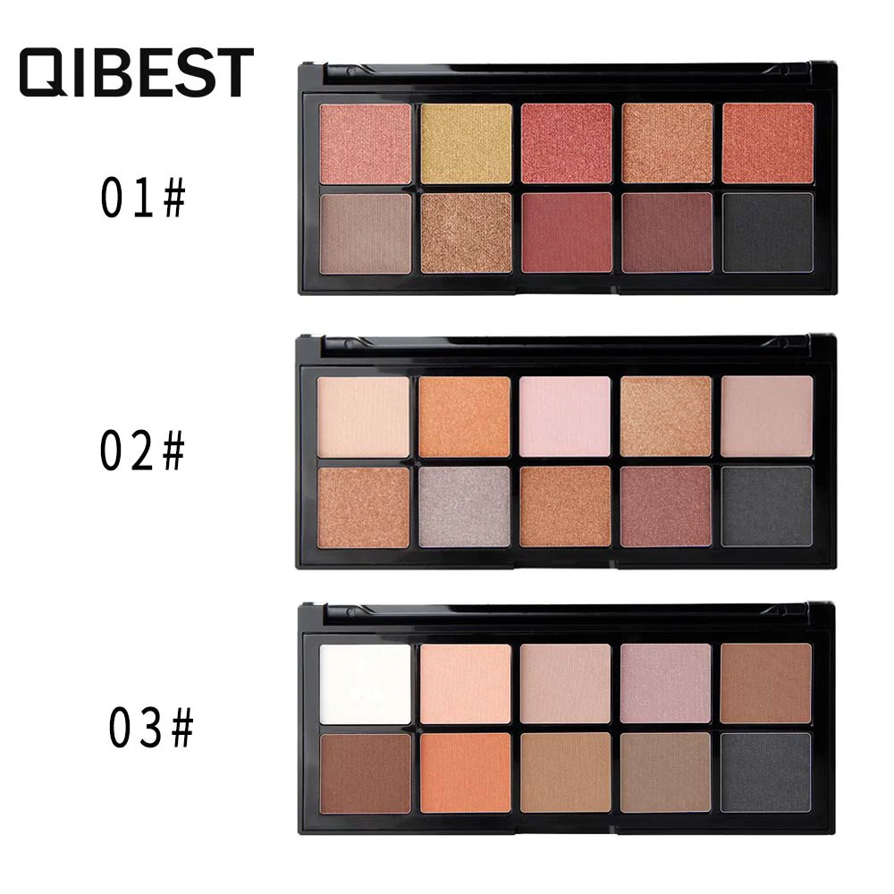 Палитра теней для век QIBEST 10 цветов матовая Мерцающая косметика нюдовых глаз