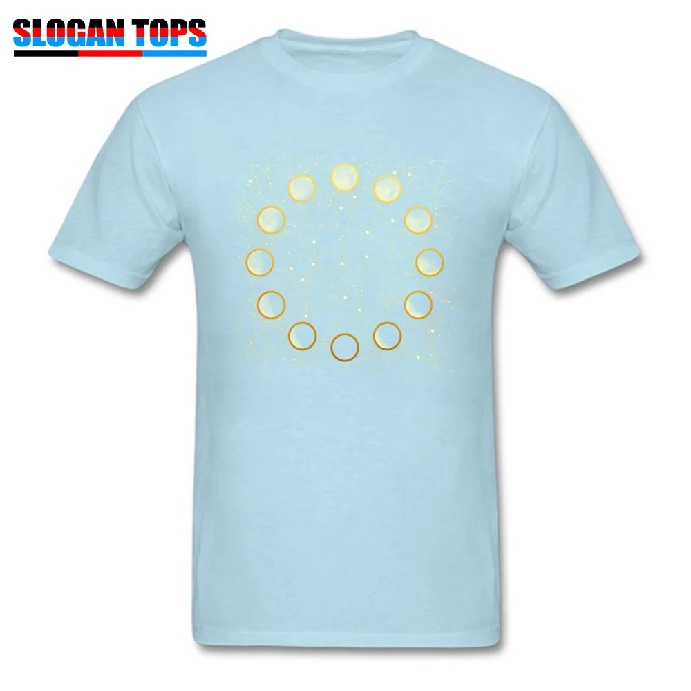The Moon Phases Street Summer Fall 100% Cotton Fabric Round Collar Men Tops Tees Normal T Shirt 2018 Short Sleeve T Shirts The Moon Phases light