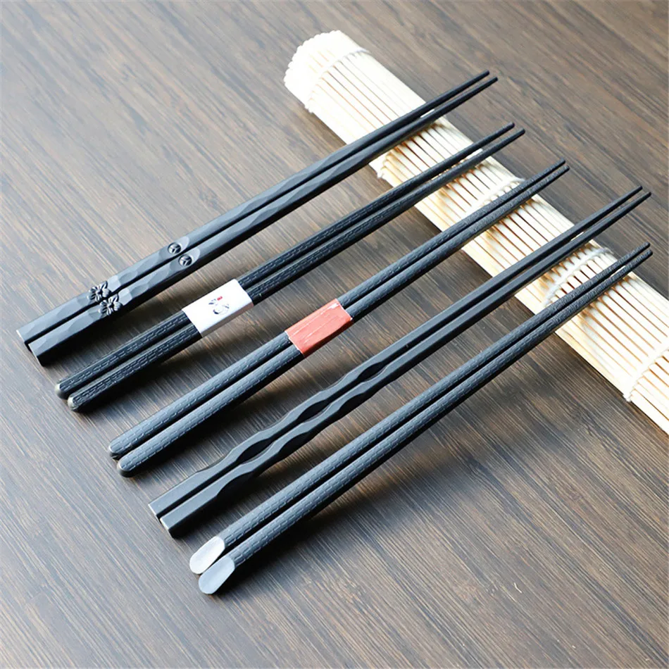 1 пара японских палочек для еды из сплава, Нескользящие палочки для суши, китайские подарочные многоразовые палочки для еды