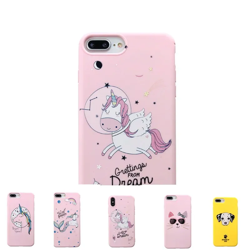 

colorful unicorn Phone Case For iPhone X Case For iphone 6 6S 7 8 Plus Fashion Lovely mermaid Cover Flowers Art Cases