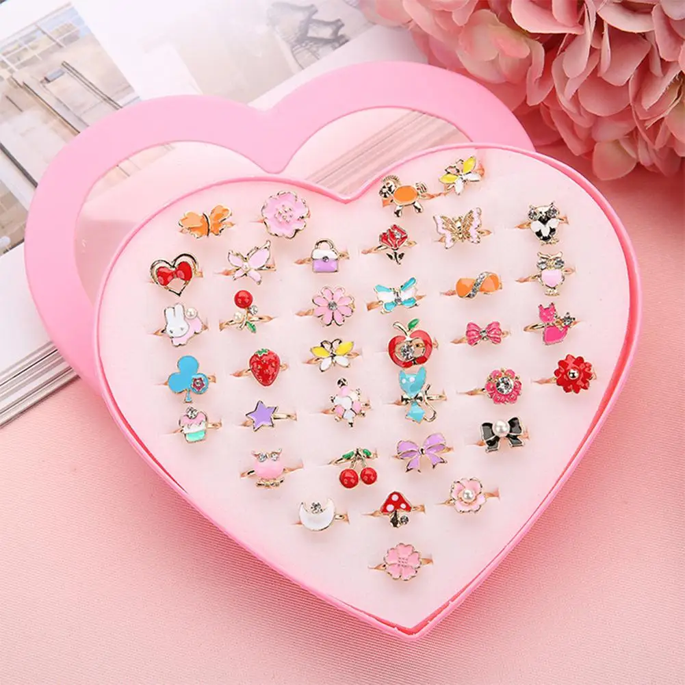 

36pcs Korean Alloy Cartoon Children Ring Toy Pretend Play Toys
