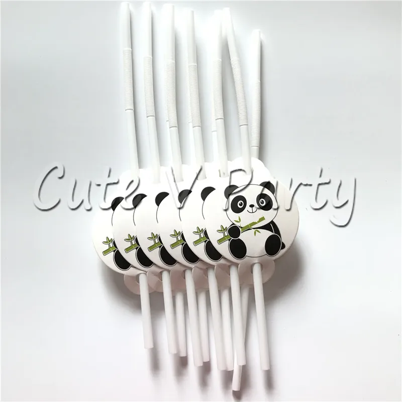 

10pcs/lot Cartoon Panda Theme Birthday Party Disposable Straw Birthday Baby Shower Party Supplies Decorations
