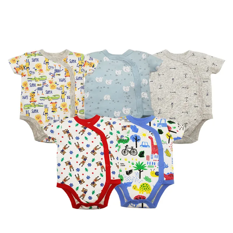 

2019 5PCS/Lot Newborn Baby Bodysuits 100% Cotton O-Neck 0-24M Summer Baby Girls Boys Clothes Short Sleeve Infant Jumpsuit