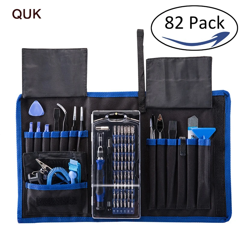 

QUK Screwdriver Set Electronic Repair Tool Kit 82 In 1 Precision Torx 57 Bit Magnetic Driver For Phone Tablet PC Watch Hand Tool