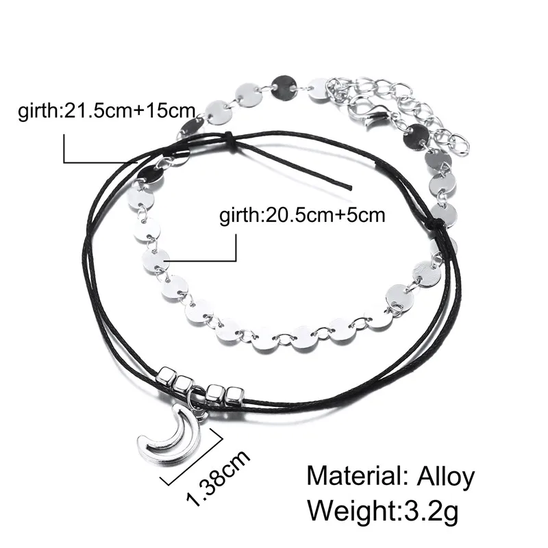 Модные браслеты Набор для Чехол женский луна, звезды, солнце на ножная цепочка цвета: золотистый, серебристый многоярусный ножной браслет Браслеты пляжные украшения - Окраска металла: 3