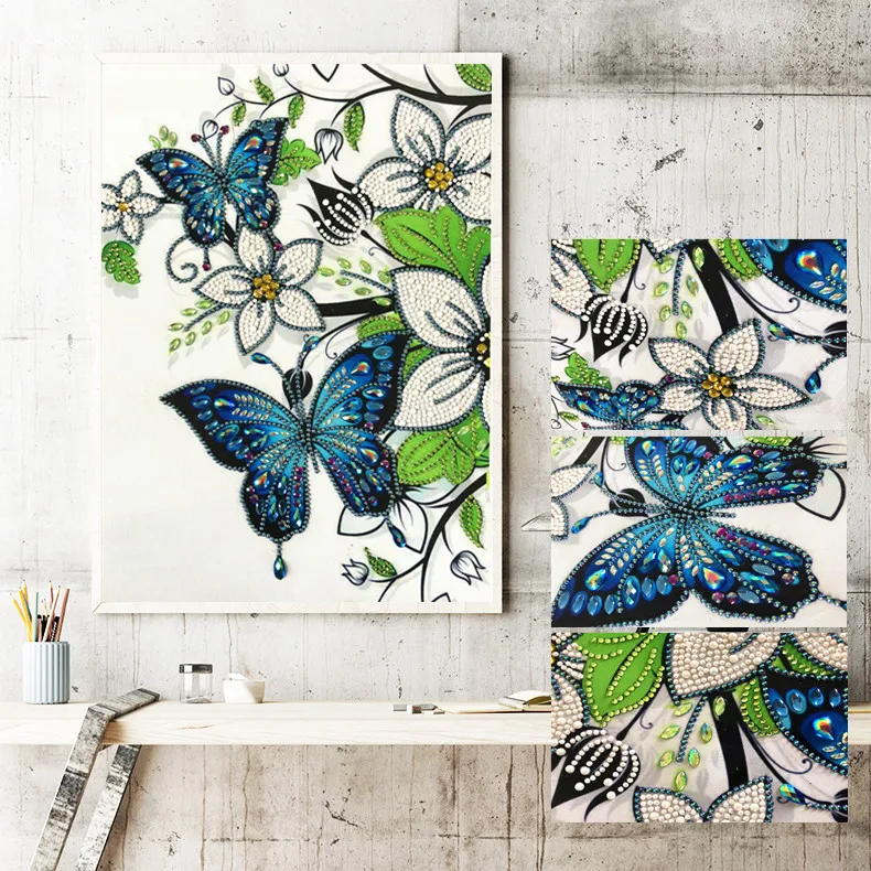

% 5d DIY plant Flower butterfly Branch Diamond Embroidery Special Shaped Diamond Painting Needlework Rhinestone Crystal Painting