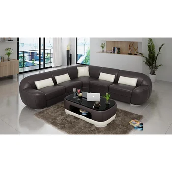 

Good quality customized color dark drown L shape sofa set with coffee table