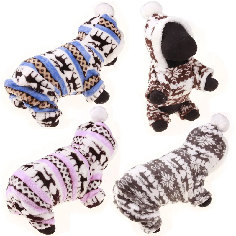 

The New Autumn And Winter Snowflake Soft Fleece Dog Clothes Pet Dog Dress Pattern Coral Velvet Deer Christmas Puppy Coat