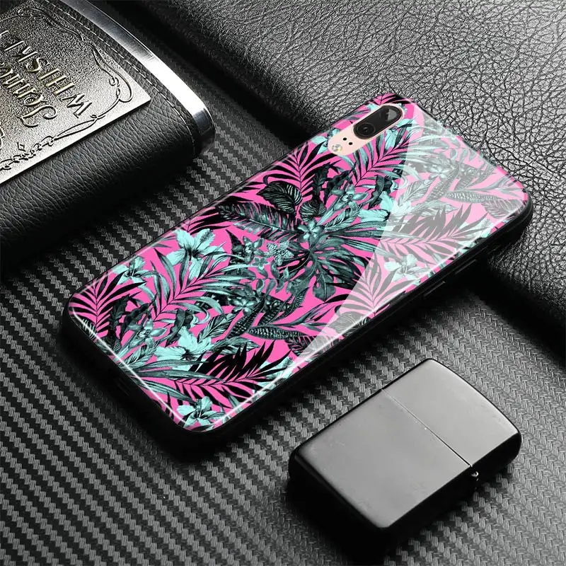 Абстрактный Пальма листья Стекло Мягкий силиконовый чехол для телефона huawei Honor 8x