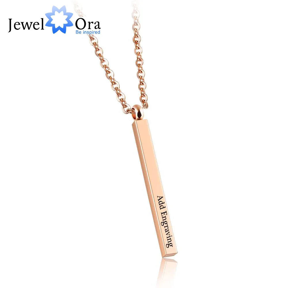 

Personalised Gifts For Women Commemorate Engrave Name Rose Gold Color Stainless Steel Pendants & Necklaces (JewelOra NE101993)