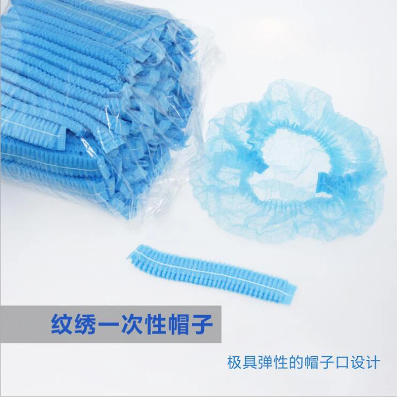 

100PCS permanent makeup caps Sterile hat microblading accesories for eyebrow tattooing Disposable Hair Shower Cap Blue