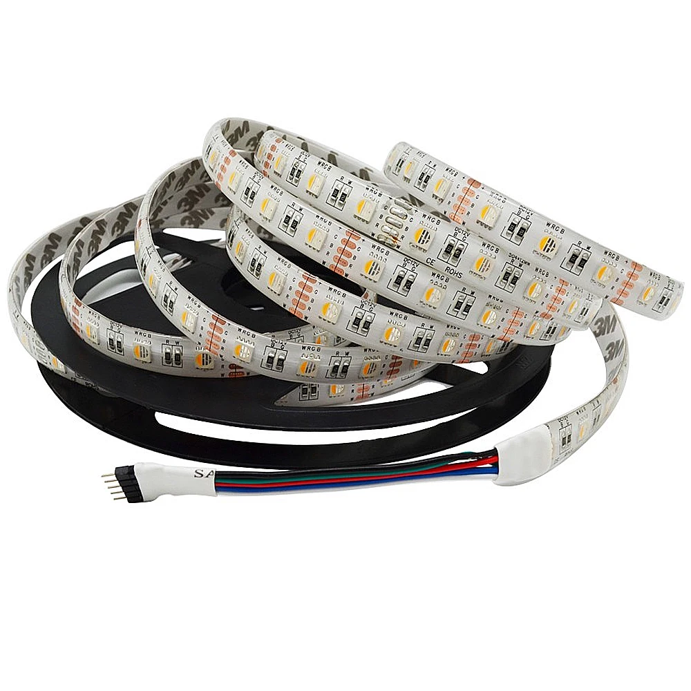 cheap 5M 5050 RGBW Led Strip Lights RGBWW Led Strips Lighting 4 In 1 RGBWW Led Strip RGBW 5pin 60leds m 12v 24v Waterproof Mixed Color