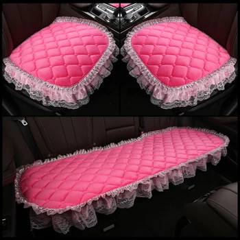 

Lovely Female lace skid-proof girl pink simple sheet cushion Car winter Plush lace cushion 3 pieces/set