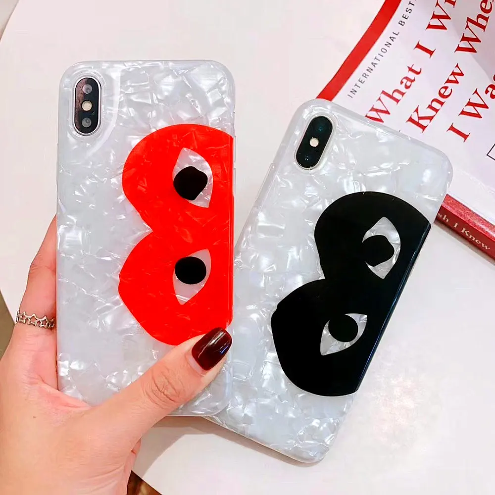 

Hot love eye mirror CDG Play Comme des Garcons Soft silicon cover case for iphone 6 6S 7 7plus 8 8plus X XR XS MAX phones cases