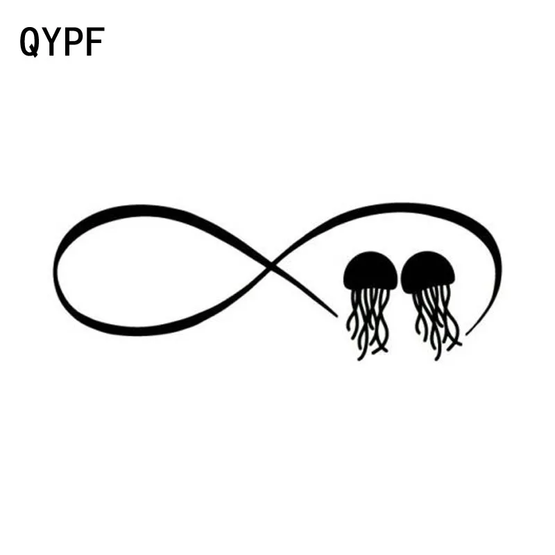

QYPF 17.5cm*6.2cm Pair Of Cartoon Jellyfish Beautifully Dance Vinyl Window Decal Vivid Car Sticker Black/Silver C18-0251