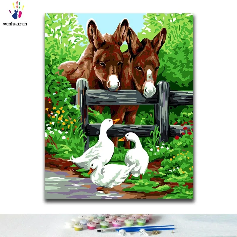 

DIY Coloring paint by numbers animals paintings by numbers with kits 40x50 framed