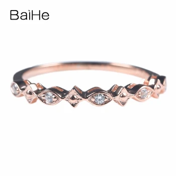 

BAIHE Solid 14k Rose Gold Natural Diamonds Elegant Women Engagement Ring Wedding Band Anniversary Fine Jewelry Diamond Ring