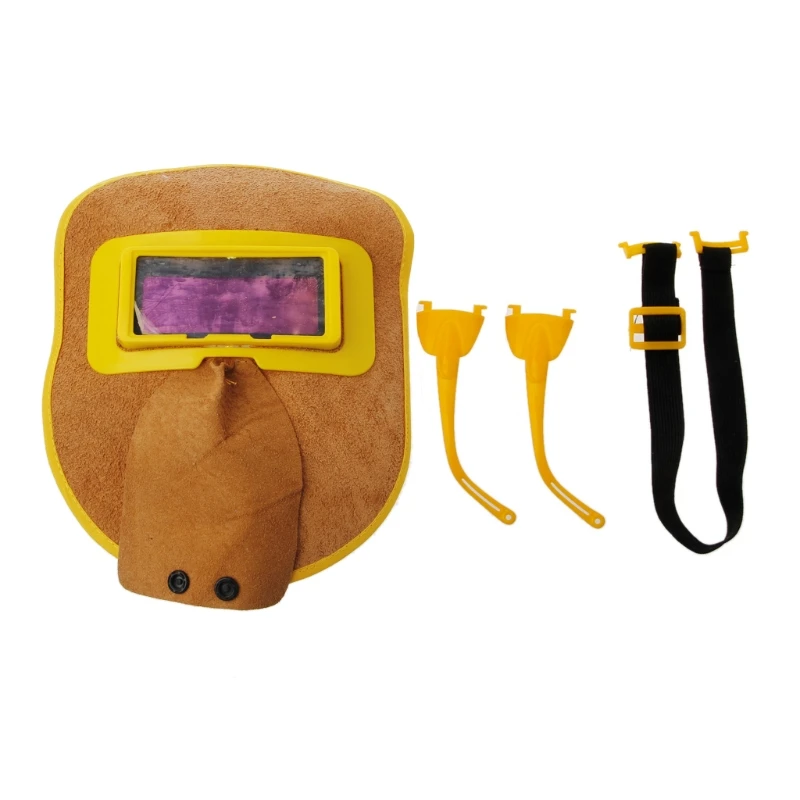 Portable Leather Solar Auto Darkening Welding Filter Lens Hood Helmet Mask/ Welder Glasses
