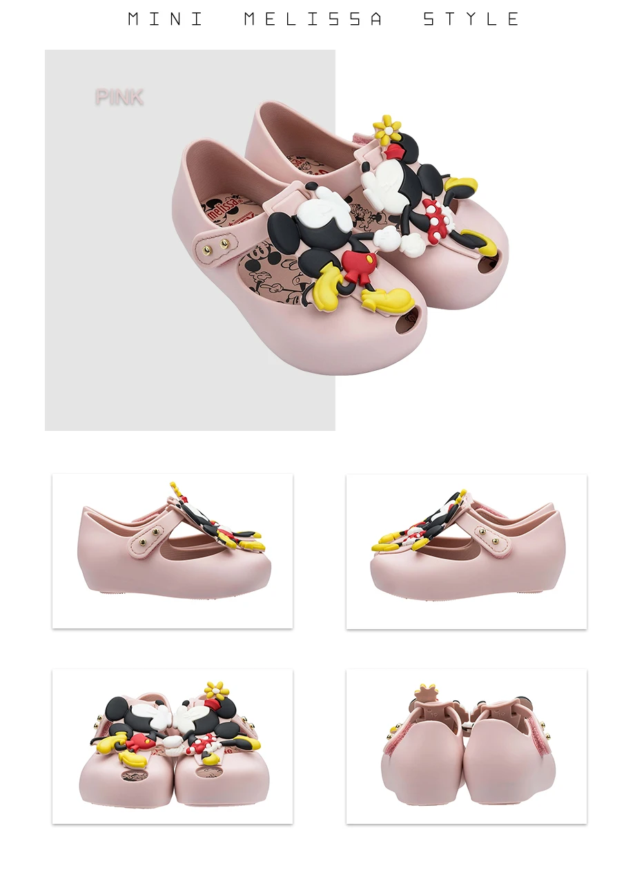 Mini Melissa Ultragirl+ Twins III/ г. Новые летние Пластиковые туфли для девочек и мальчиков сандалии с Микки детские пляжные сандалии детская обувь