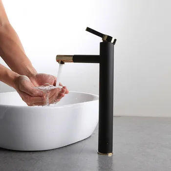 

Fashion Brass White Black Baking Bathroom Faucet Bath Vessel Sink Basin Mixer Tap Cold Hot Water Tap Single Handle