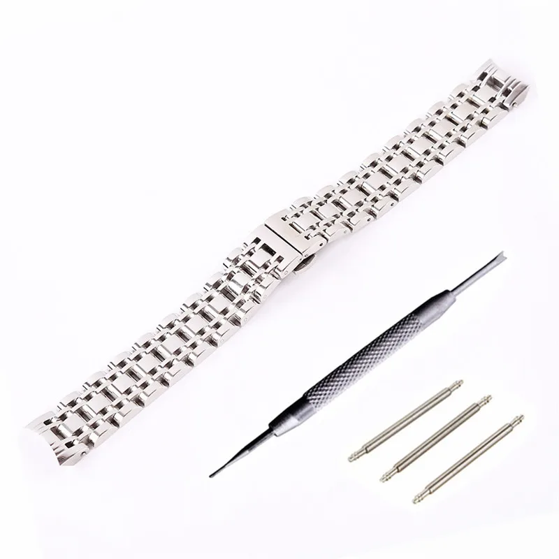 Silver Stainless Steel Solid Links Watch Band Strap Bracelet Curved End / Arc Degree 20mm
