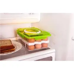 Двойной Слои холодильник 24 яйца держатель герметичный контейнер для хранения Пластик коробка (24,4*16*10,5 см)