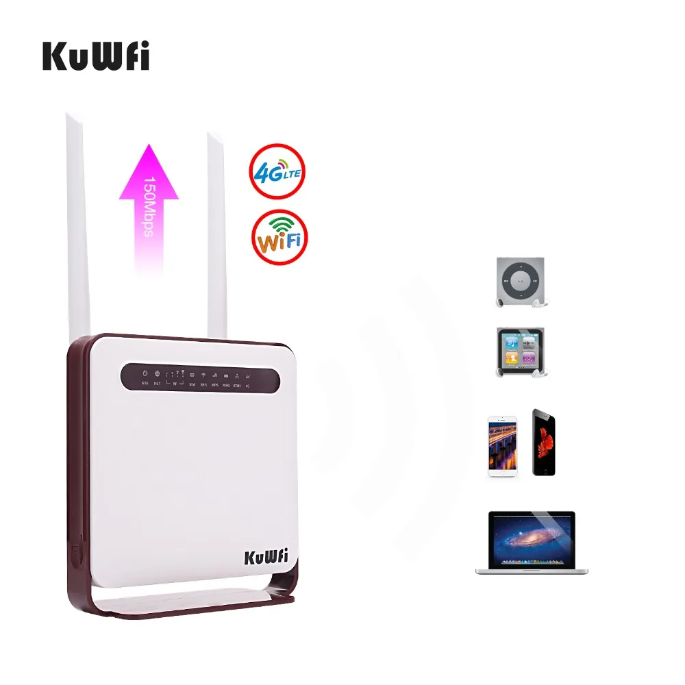 

KuWFi 4G wireless CPE LTE Router External Antennas With SIM Card Slot Lan Port For Caribbean, Middle East & Africa,Asia,Europe