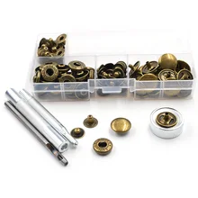Juego de botones a presión de 15mm, herramientas de instalación manual en caja, accesorios para manualidades, botones de Metal, remaches decorativos para Vaqueros, 30 juegos