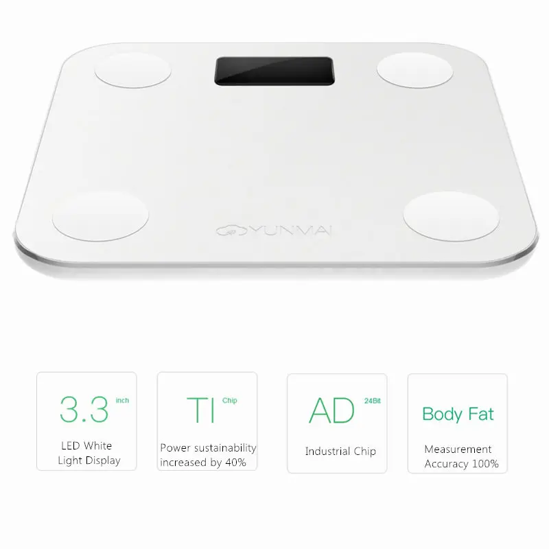 Original Xiaomi YUNMAI Mini Smart Weight Scale APP 10 Body Date Health Body Fat Scales Household Electronic Bariatric Weighing 