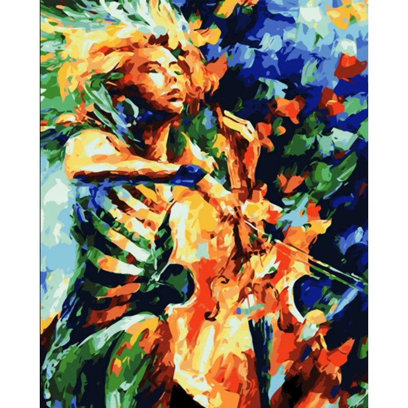 

ArtSailing pictures by numbers on canvas home decoration Abstract Cellist paintings for the hall Posters with frame NP-181