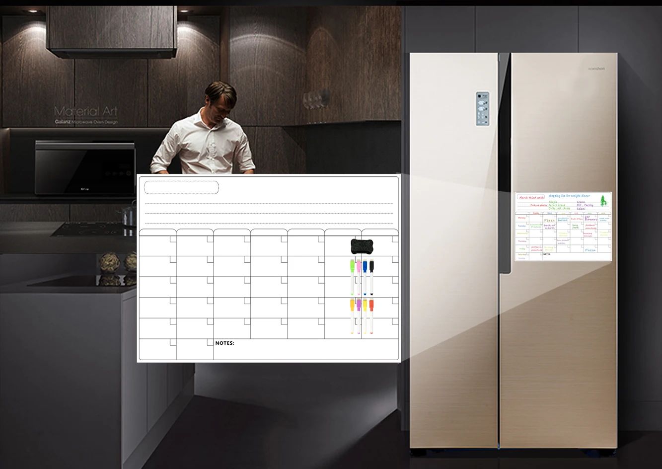 Магнитный холодильник сухой стирающийся календарь A3 Магнитный Еженедельный для холодильника список продуктов холодильник магнитные наклейки на доску