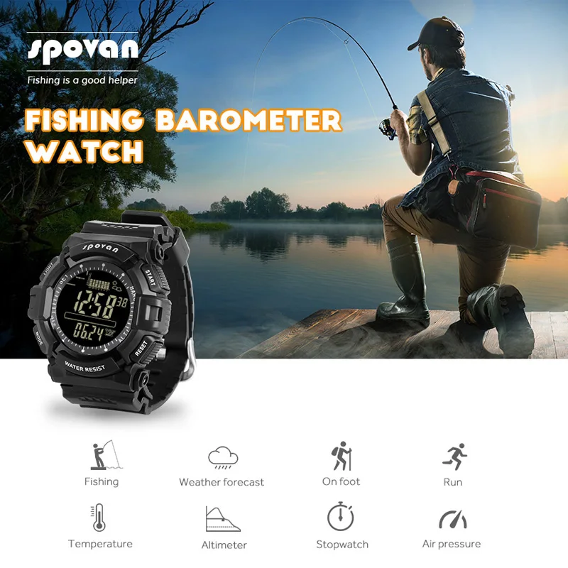 

Altimeter Barometer Thermometer Altitude Mens Sport Digital Watches Climbing Hiking Wristwatch Clock Fashion Man Fishing Watch