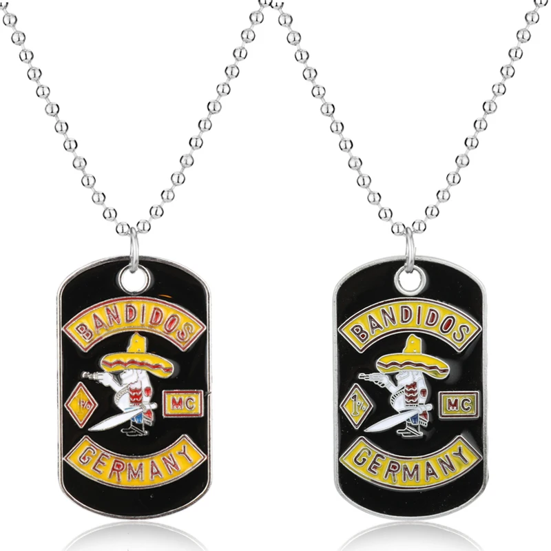 

New Arrival MC Germany Bandit Necklace Beads Chain Biker Style Robber Pendant With Gun And Knife Jewelry For Fans -30