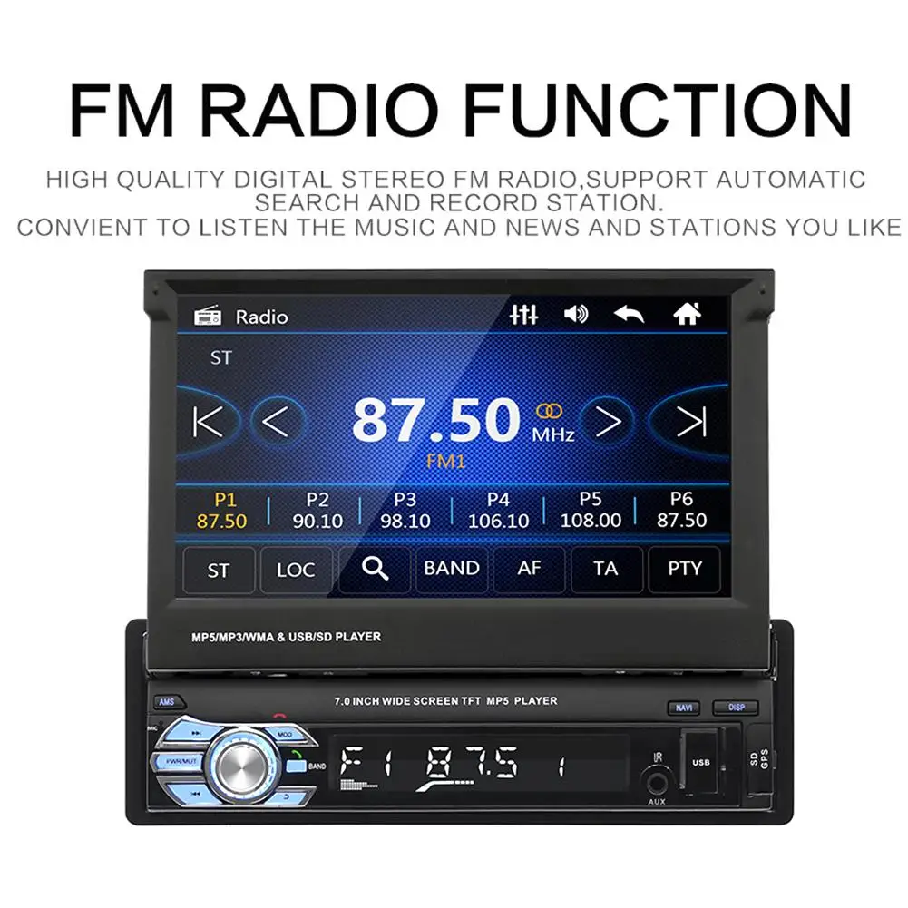 Автомобильный плеер MP5 HD 7 &quot стерео RDS AM FM радио GPS навигация выдвижной 1 DIN
