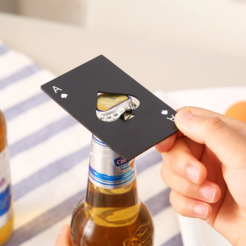 

1Pc Beer Opener Stainless Steel Poker Card Bottle Opener Personalized Credit Card Black Sliver Beer Bottle Opener Home Bar Tool