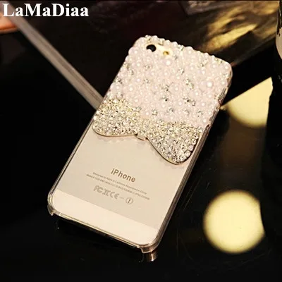 

Luxury Soft 3D Metal Bow tie Pearl Phone Cases For Samsung S10 S9 S8 Plus S7 S6 edge Note 9 8 5 Fashion Fundas Back Cover Coque
