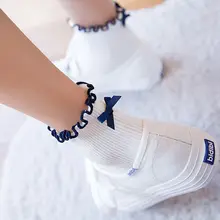 Летние забавные короткие носки из хлопка с бантом из ленты на пятке; Chaussette; женские короткие носки; цвет белый, желтый, красный, винный