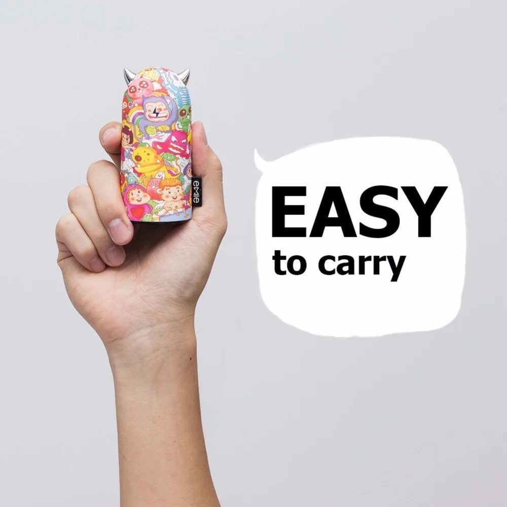 Emie xMonster portable Charger, 5200mAh Compact cute Power Bank USB Charger for iphone 6 7 8plus ipad for samsung with LED Ears