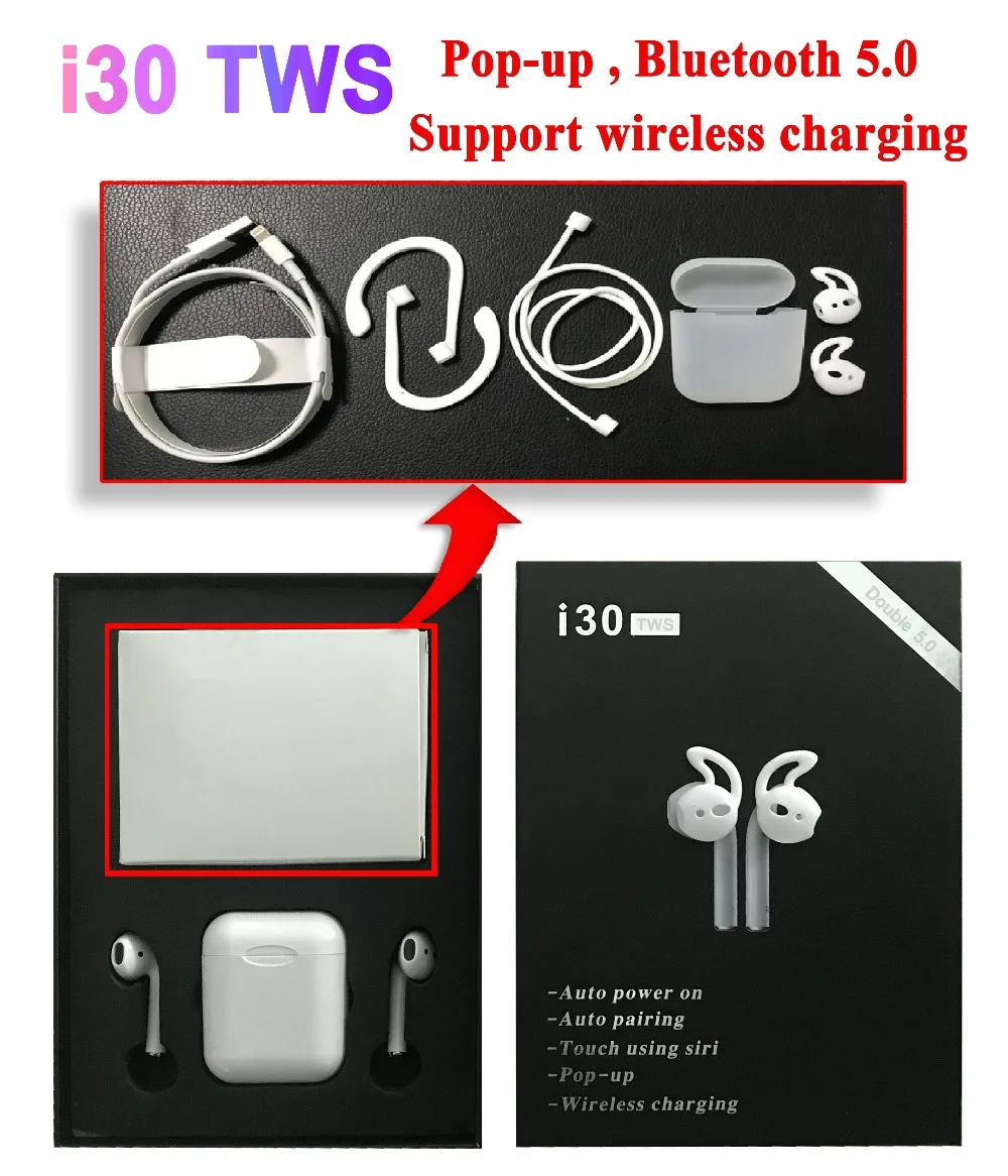

VSDTK i80 TWS 1:1 P-o-p-up Wireless charging headset 6D Super Bass Bluetooth 5.0 Earphones PK i20 i500 i30 i100 I90 not W1 Chip