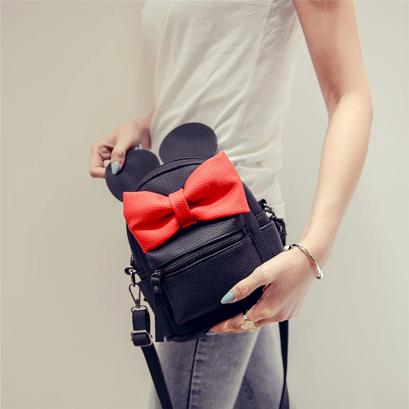 2016 Small Two Ways Dress New Cute Women Backpack Bow Mini Backpack Bags School Bags Leather