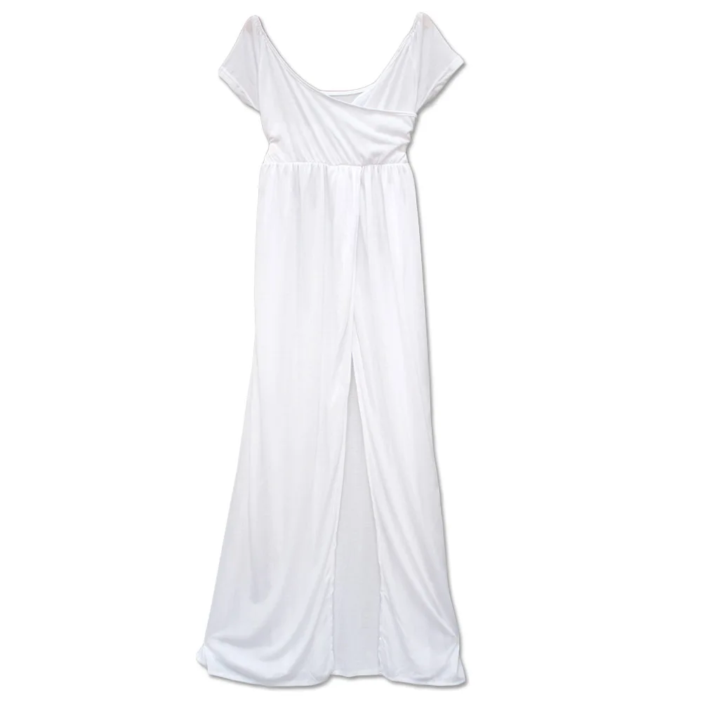 Летнее Модное Элегантное Длинное платье с открытыми плечами для беременных, одежда для фотосессии для беременных женщин - Цвет: Белый