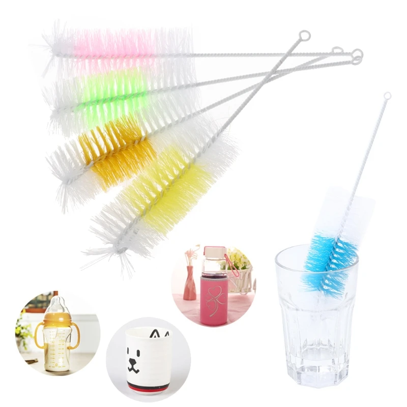 2Pcs Metal nylon Baby Nipple Bottle Brush 360 Degree Cleaner 30cm Nylon