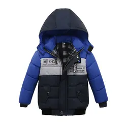 2018 Зимние детские пальто куртка для мальчиков детская верхняя одежда с капюшоном Костюмы пальто для маленьких мальчиков детские куртки