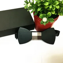 Деревянный галстук-бабочка галстук ручной работы галстук ретро полосатый галстук-бабочка с черной подарочной коробкой