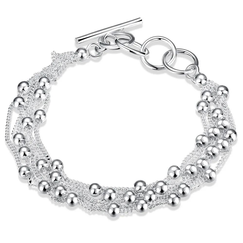 

Women's Fashion 925 Jewelry silver plated Charm Six Line Light Beads Bracelets & Bangles for women