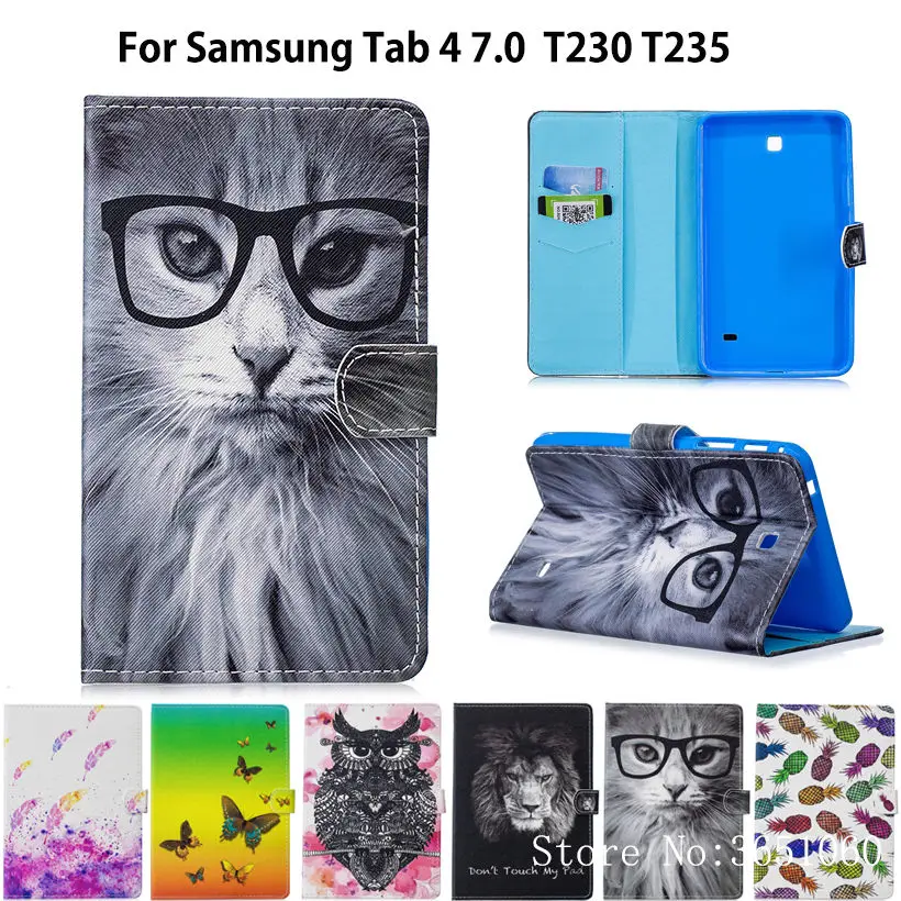 Чехол для Samsung Galaxy Tab 4 7 0 чехол T230 T231 T235 с рисунком животного подставка планшета