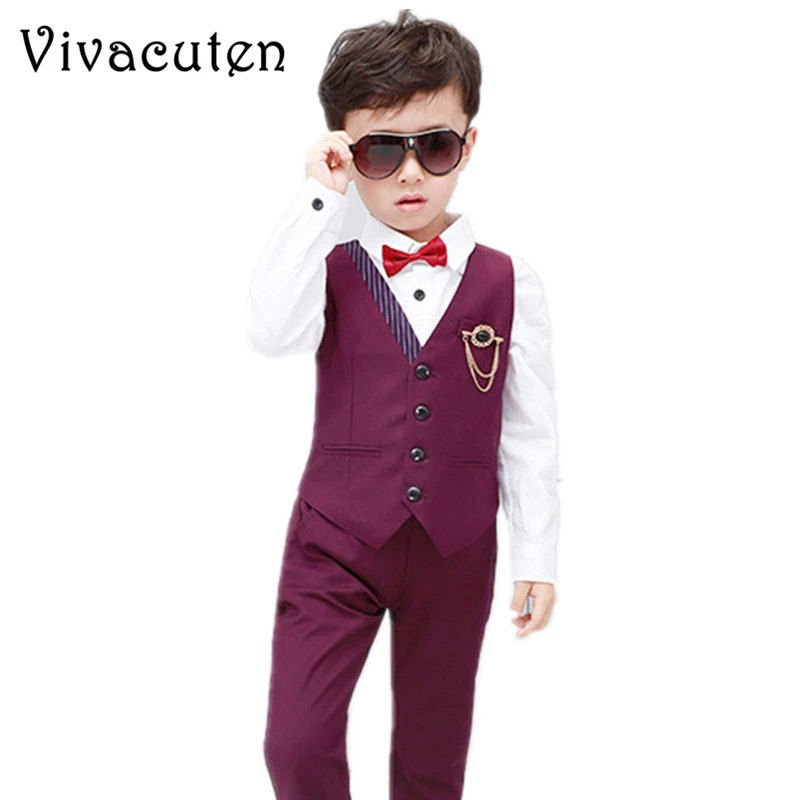 Boys Fashion Short Suits Vest Pants Set Kids Slim Fit 2pcs Suit Set For Boys Formal Classic Costume Wedding Birthday Party Suit